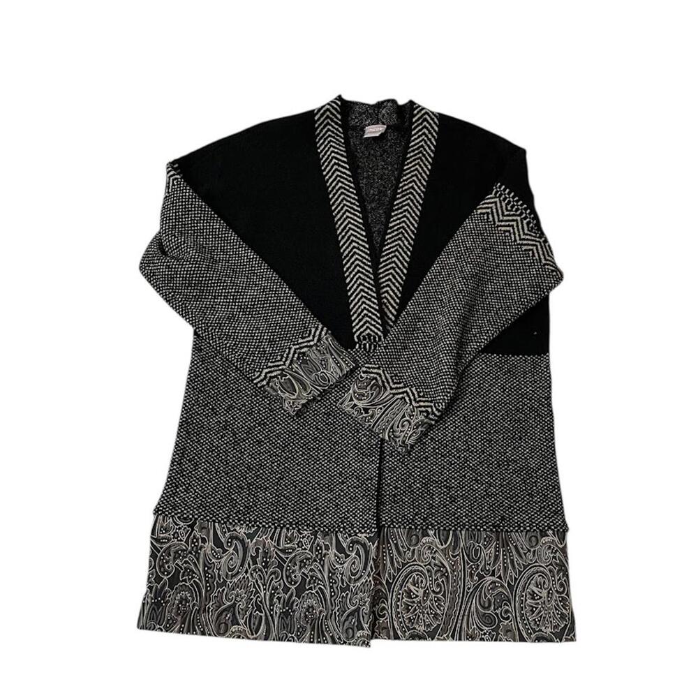 Chico's Jacquard Snap Front Long Open Cardigan Size 12 Large Chico's 2